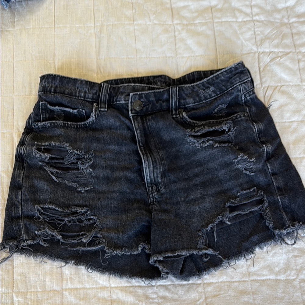 American Eagle Outfitters Black Distressed Cut-Off Jean Shorts
